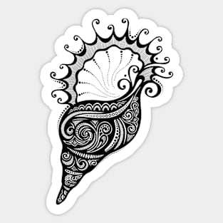 Black and White Print of Exotic Sea Shell Sticker